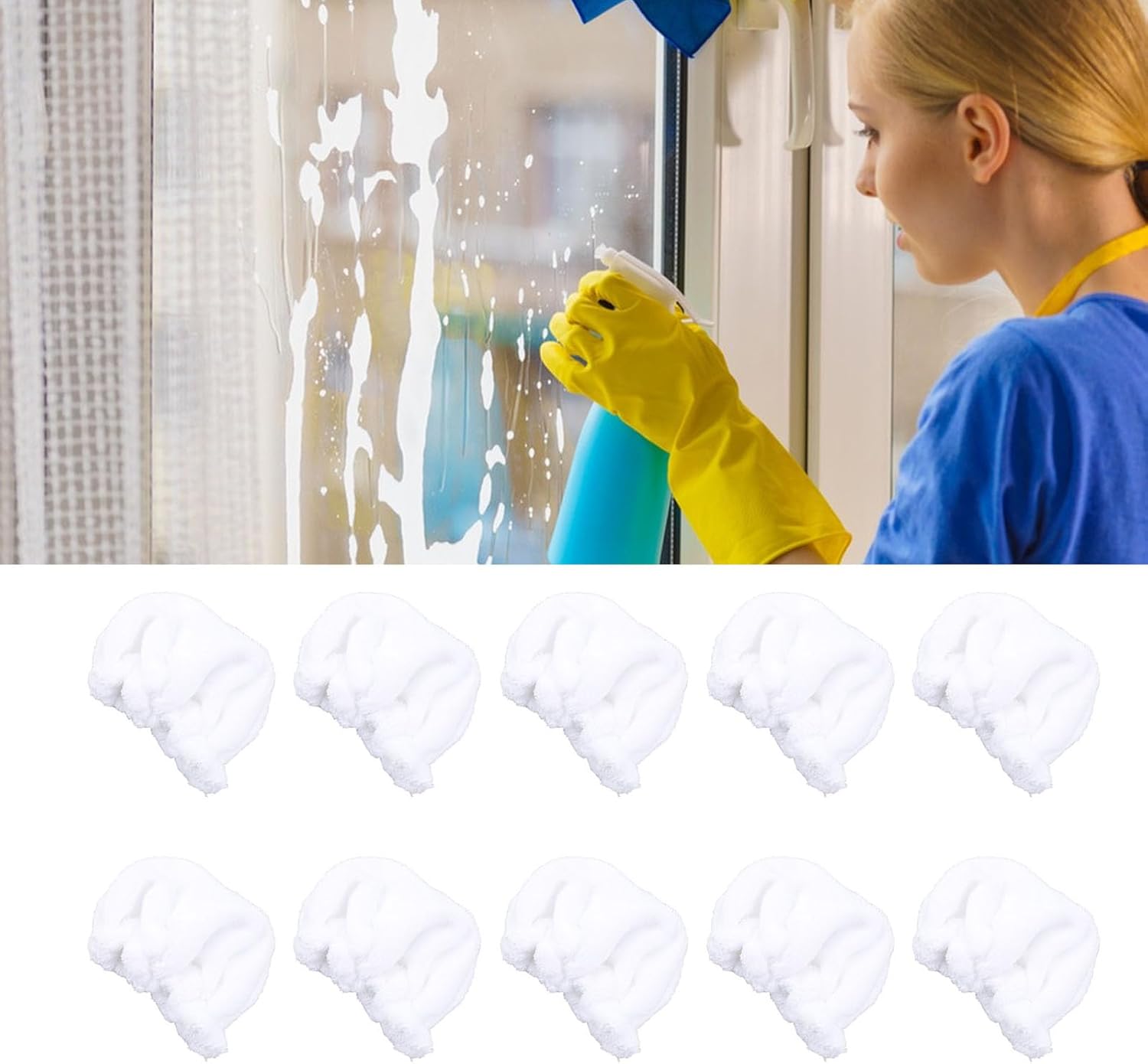 Microfibre Pads for Steam Cleaner Set, 10pcs Steam Cleaner Cleaning Pads Thickened Reusable Washable Microfiber Cloths Steam Mop Replacement Pads for Floor, Wall, Cleaning