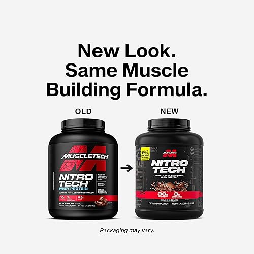 Miniatura 2 de MuscleTech Nitro-Tech - Proteína aislada y péptidos de suero de leche en polvo  creatina pganancia y construcción muscular phombre y mujer nutrición