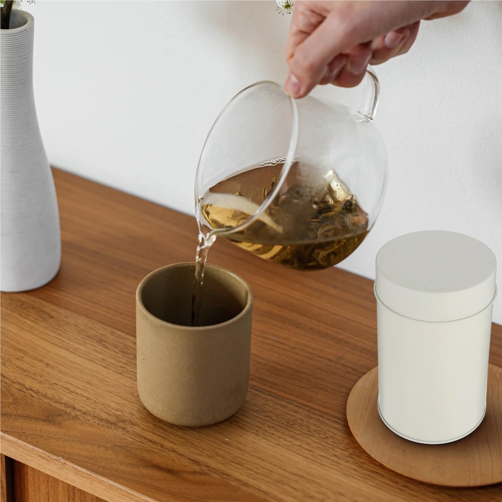 Teedosen 2pc Tee Lagerung Kanister Haushalt Container Multi Funktion Desktop Weißblech Zubehör Luftdichten Lebensmittel FüR Losen Tee Und Kaffee(White)