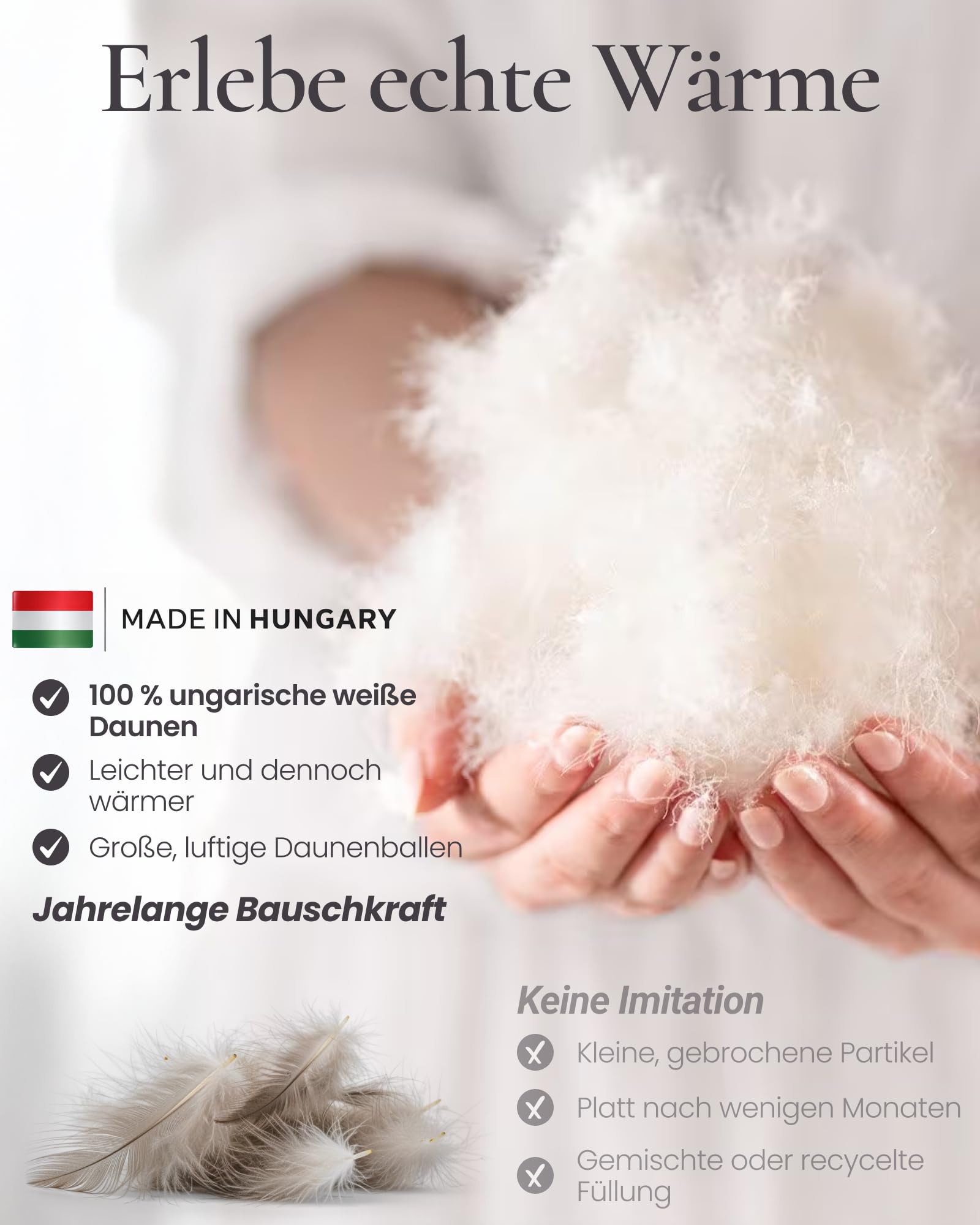 Aura® Luxus Daunendecke 135x200 cm extra warm | Deluxe 100% ungarische Gänsedaunen Klasse I | Oeko-TEX® Standard 100 | Allergikergeeignet Winter Bettdecke