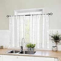 Vista 29 de HOMEIDEAS Cortinas traslúcidas amarillas de 84 pulgadas de largo, 2 paneles de cortinas bordadas con patrón floral amarillo y blanco, cortinas