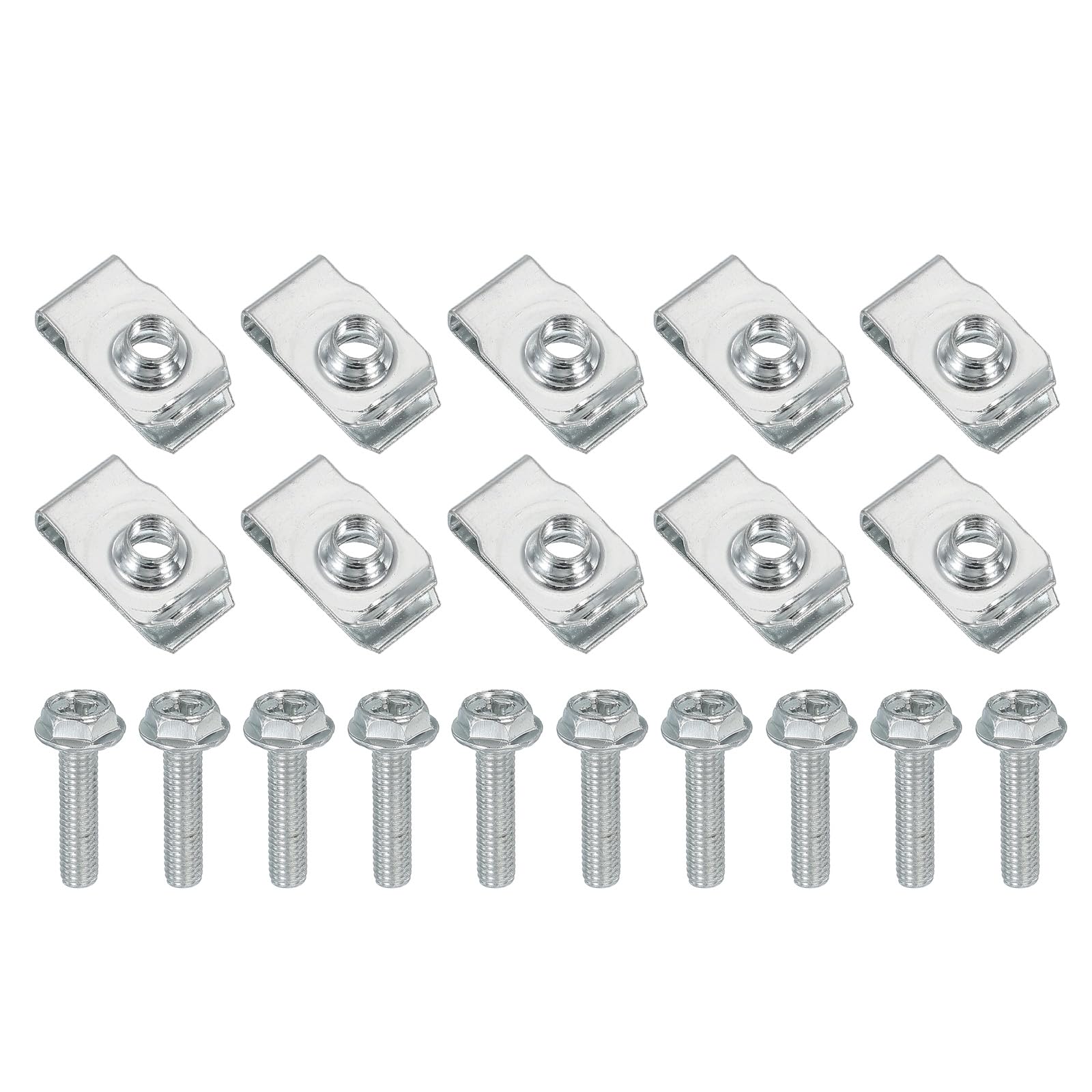 PATIKIL M6-1 Bolt and U-Nut, 10 Pcs Extruded U Nut & Body Bolt Kit Fastener Hardware for Automotive Metal Cars Motorcycles