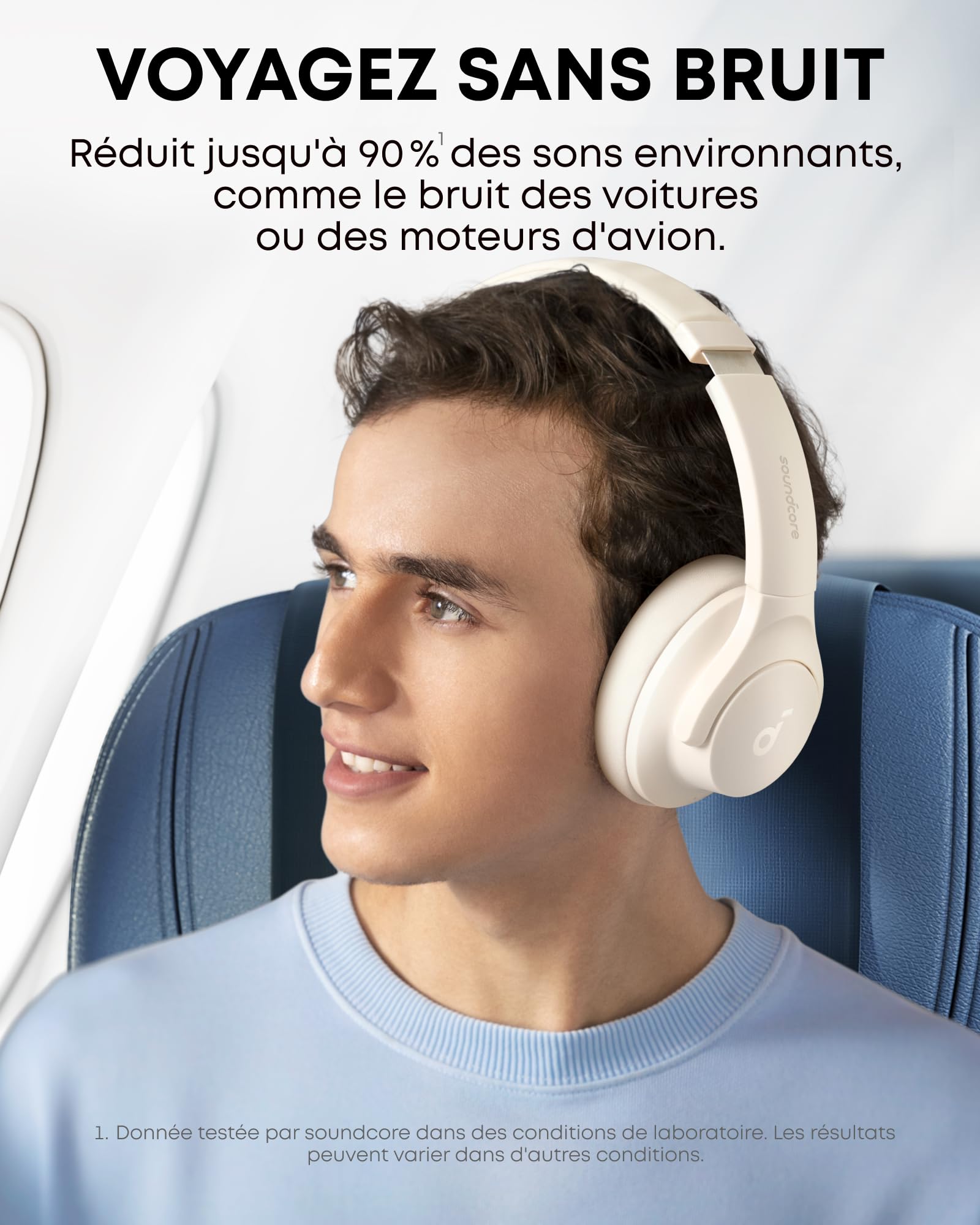 soundcore by Anker Q20i Casque Supra-auriculaire sans Fil Bluetooth avec réduction Active du Bruit Hybride, autonomie de 40 h en Mode ANC, Audio Haute résolution(reconditionné)