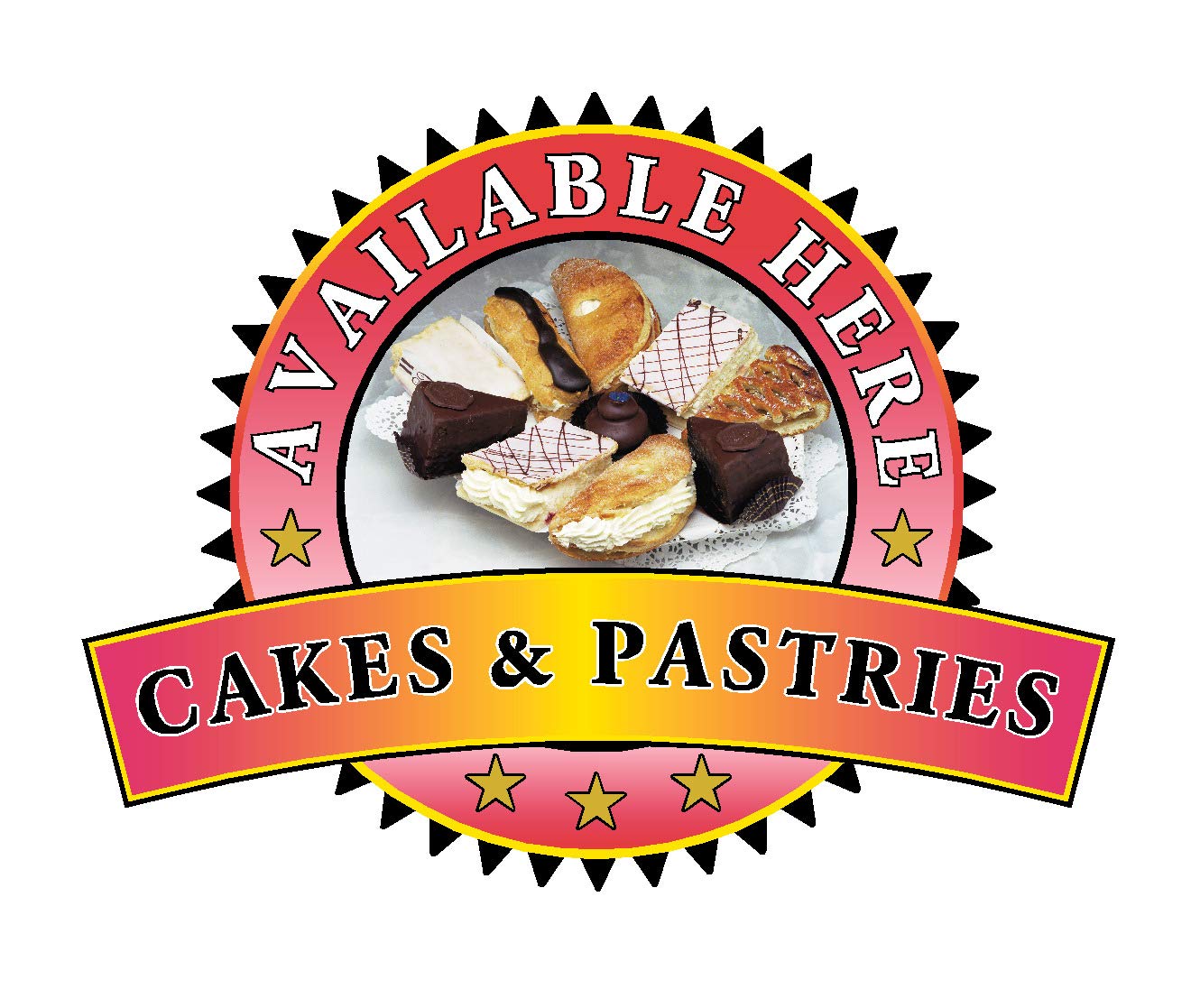Cake & Pastries Sold Here Sticker - Catering Sign Window Sticker Decal Cafe Restaurant Ice Cream (Small A5)