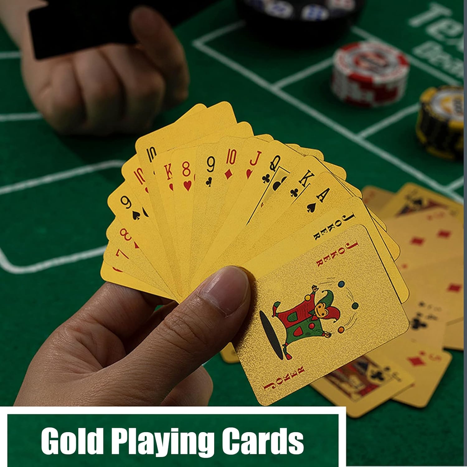 VOVCIG Mini Playing Cards, 2 Deck Gold Miniature Card Set Waterproof Foil Poker Cards Game Poker Traveling Decks Cards for Teens Adults(Gold)