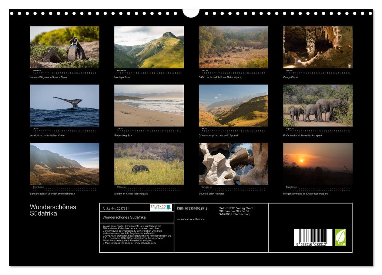 Wunderschönes Südafrika (Wandkalender 2026 DIN A3 quer), CALVENDO Monatskalender: Stimmungsvolle Aufnahmen aus dem wunderschönen Südafrika (CALVENDO Natur)