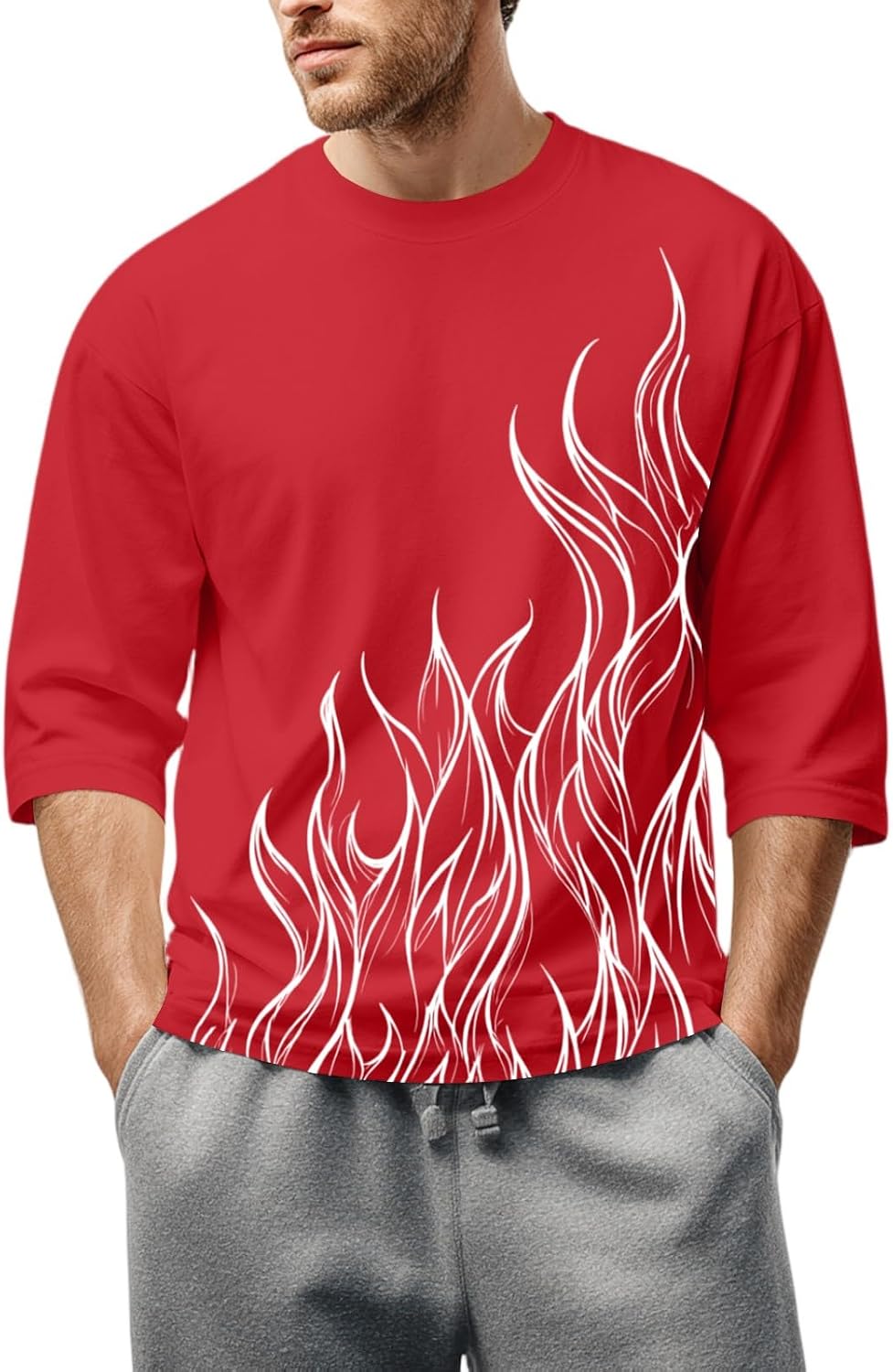 WENKOMG1 Men's 3/4 Sleeve Novelty Graphic Print Tee Shirt Soft Casual Beach T Shirts, S-3XL
