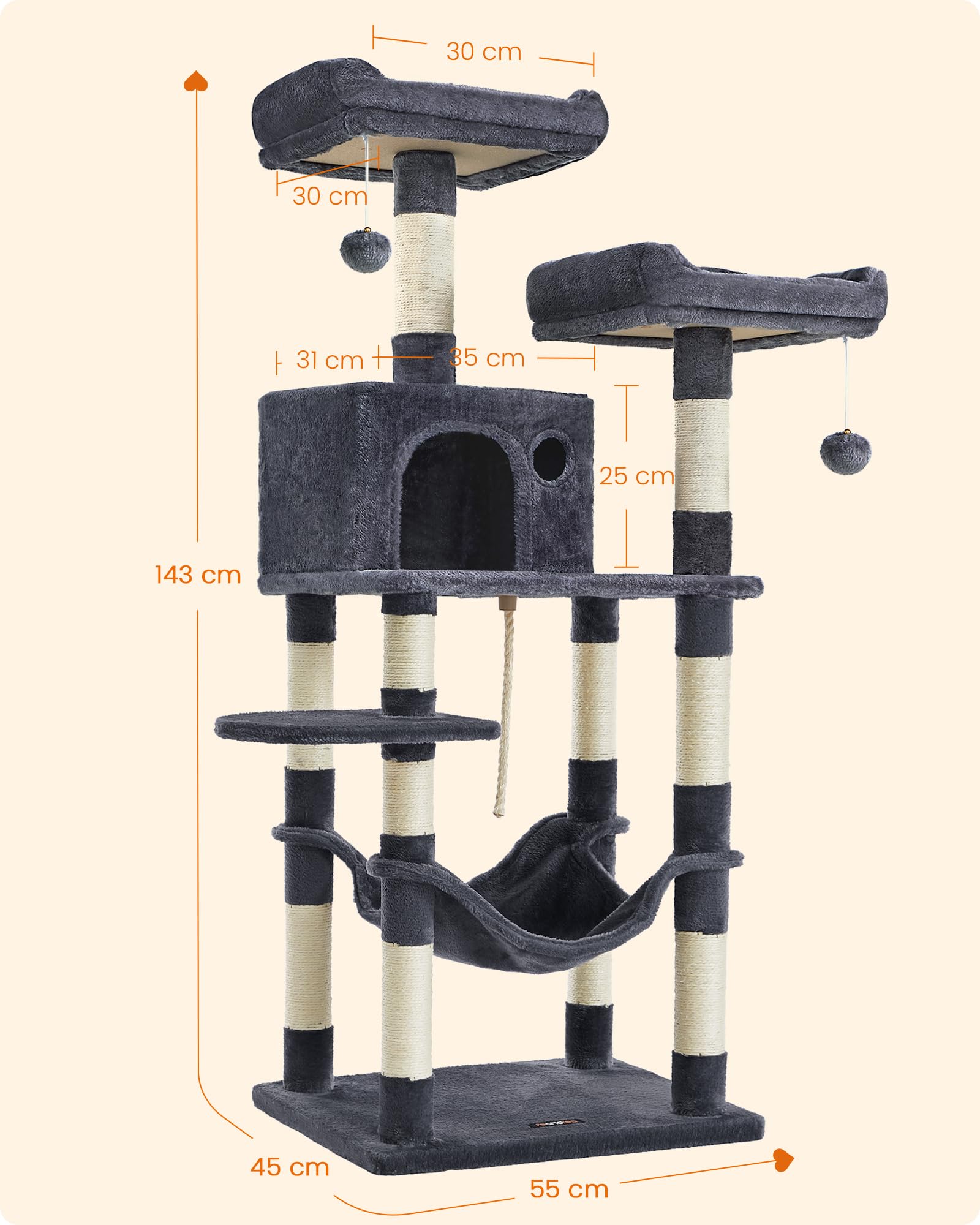 Amazon | FEANDREA キャットタワー 大型猫 据え置き 猫タワー 多頭飼い