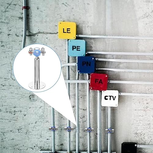 Miniatura 6 de Paquete de 2 soportes de tubo de montaje en pared de acero inoxidable para montaje en techo, abrazadera de soporte de correa de tubo ajustable con
