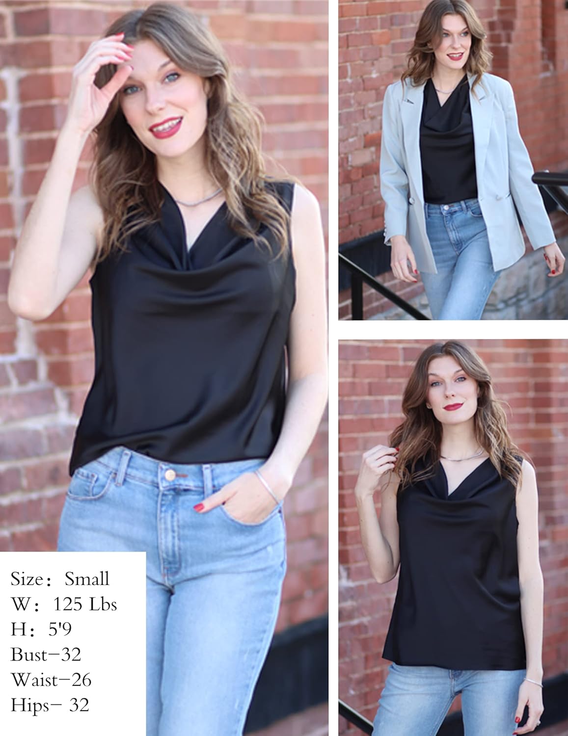 Chigant Womens Silk Satin Tank Tops Cowl Neck Casual Cami Sleeveless Camisole Blouses Summer Basic Loose Shirt - Image 2