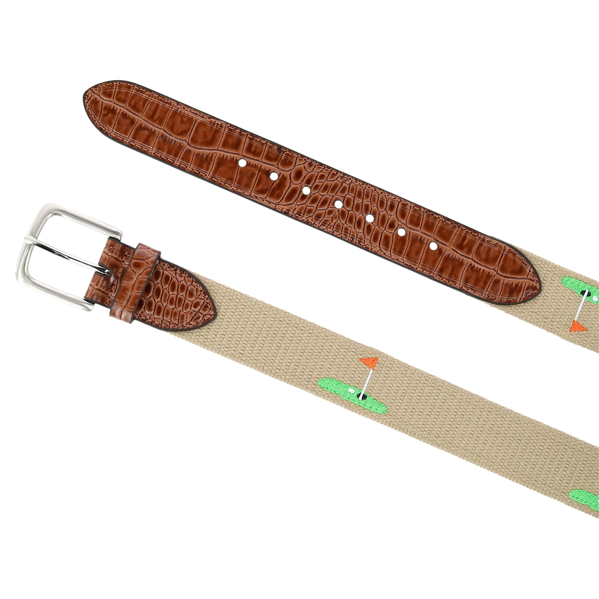 Greg Norman Men's Flag Golf Web Belt Khaki 32