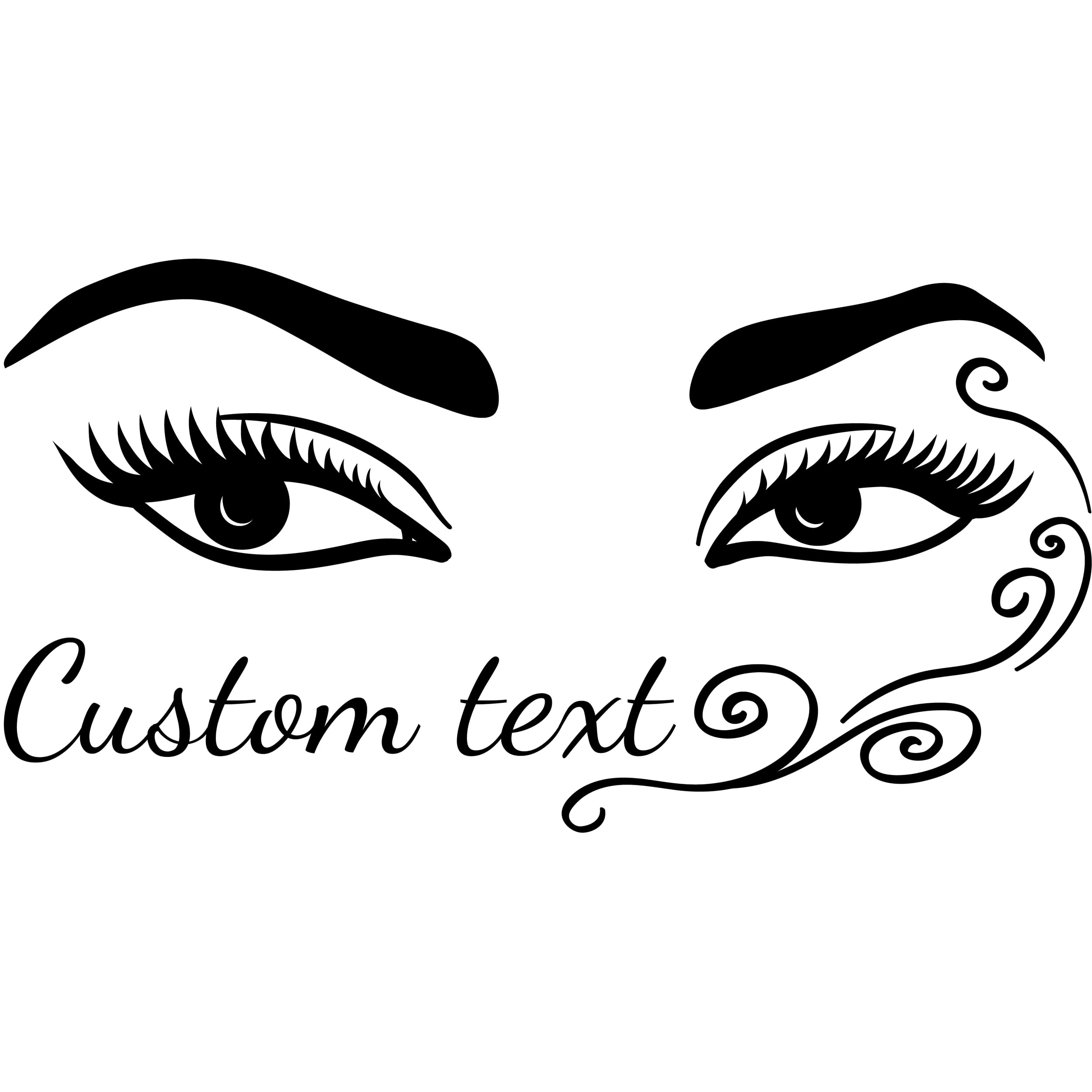 Personalized Eyelashes and Eyebrows Patterned Vinyl Decal - Woman, Girl's Bedroom Decor - Wall Decor Beauty Room, Makeup Studio, Beauty Salon