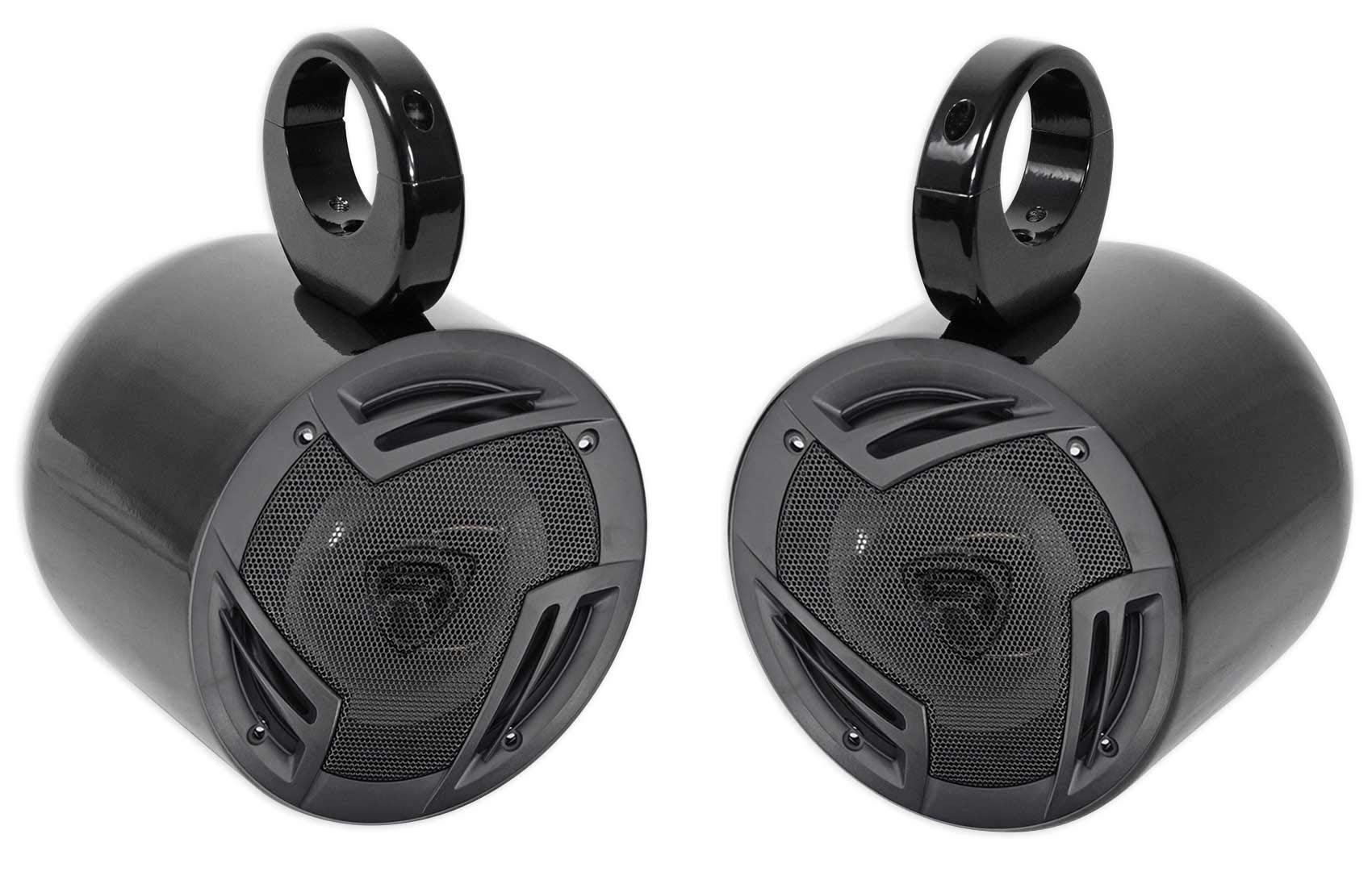 Rockville RV6.3A Bundle: (2) 6.5 in 750-Watt Peak/140-Watt RMS 3-Way Car Speakers, (2) MAC65B Black Aluminum Tower Pod Enclosures for Jeep Wrangler