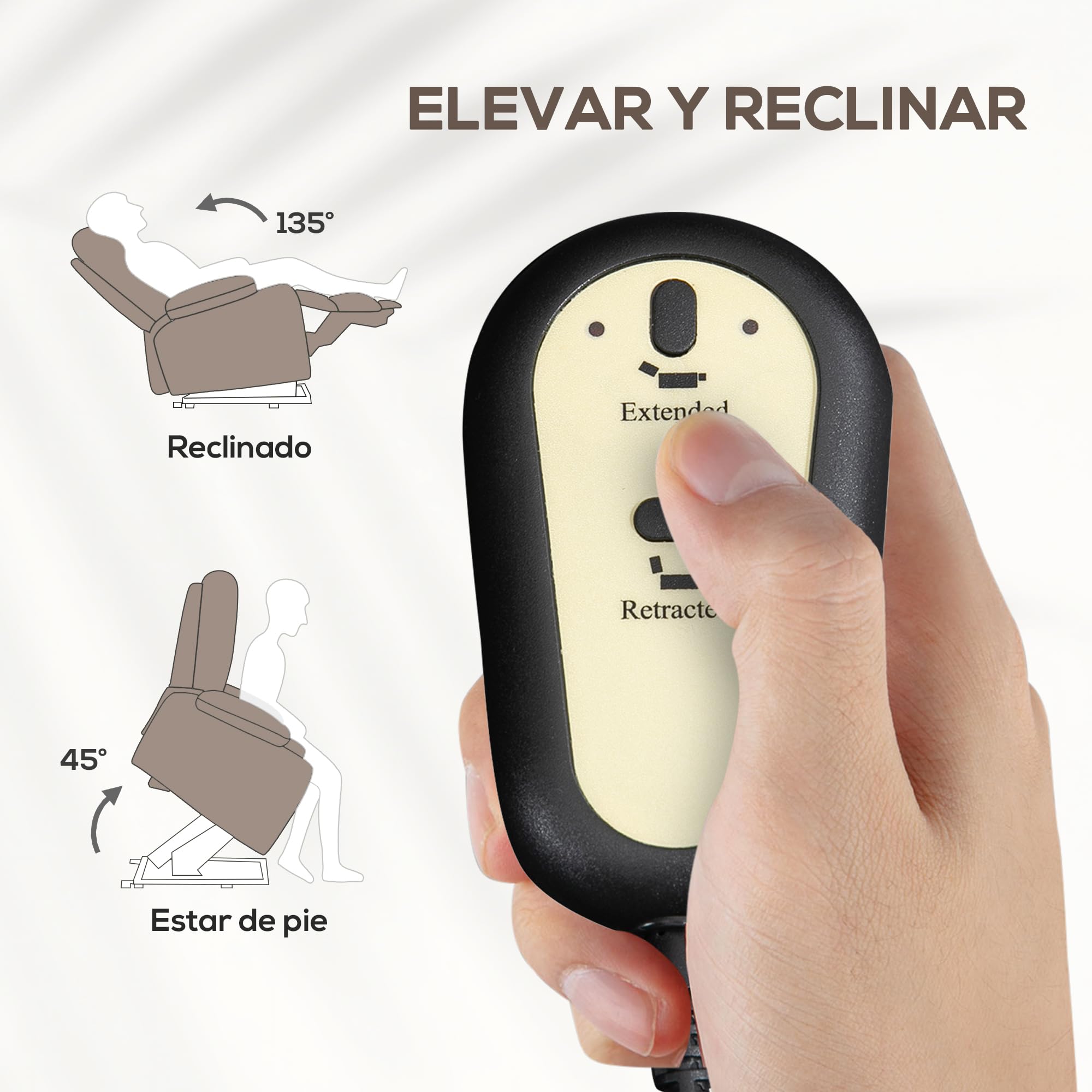 HOMCOM Sillón Relax Reclinable Eléctrico Levanta Personas Sillón Elevador con Respaldo Alto Capitoné Control Remoto Tapizado en Lino y Bolsillos Laterales Marrón Claro