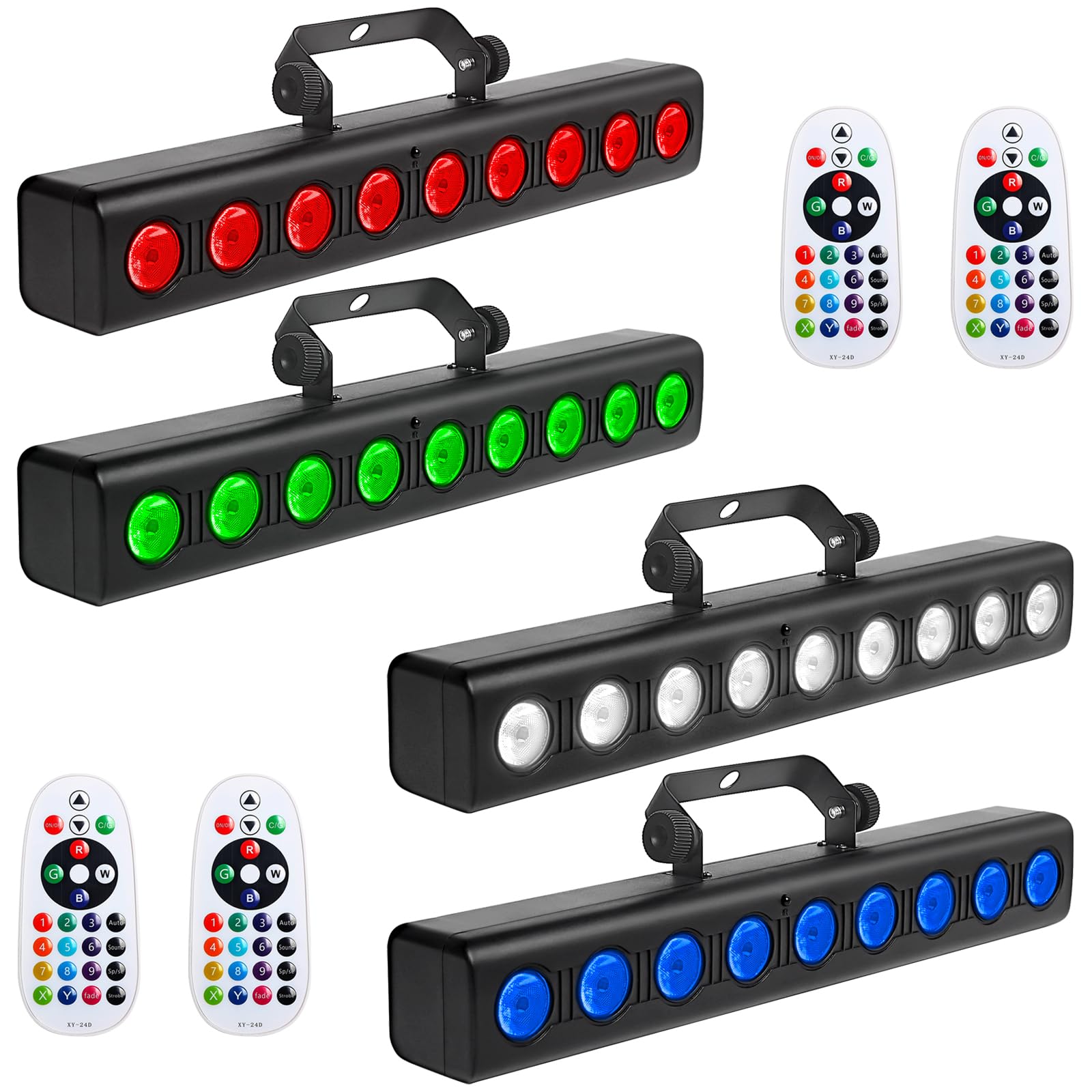 Barre lumineuse LED pour DJ, 9 x 4 W RGBW DMX avec télécommande, éclairage de fête activé par le son, lot de 4