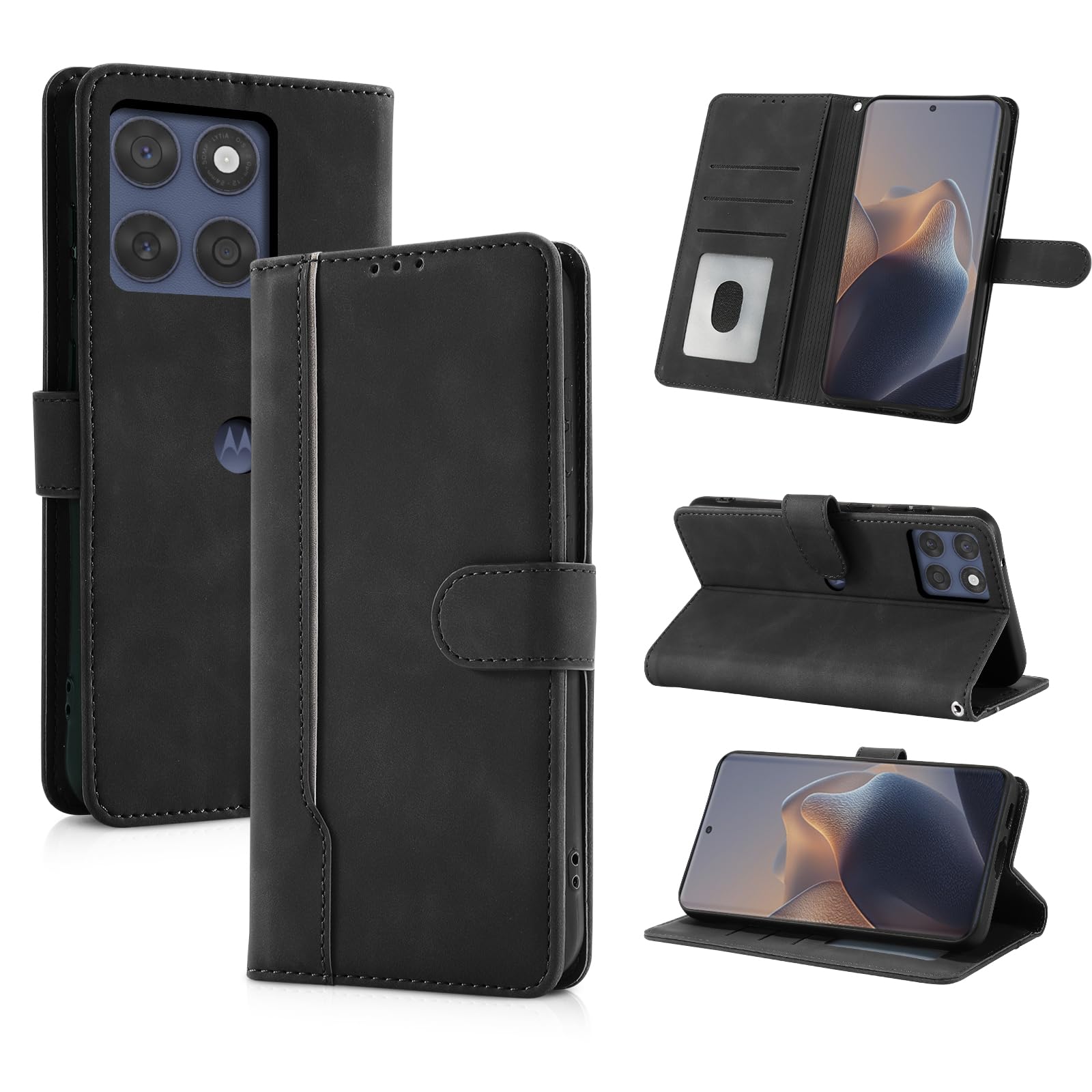 Phernykas Cover per Motorola Moto Edge 60 Pro Libro Pelle Portafoglio, [Porta Carte] [Magnetica] Premium PU Flip Wallet Custodia Cellulare Protection per Moto Edge 60 Pro Leather Case, Nero