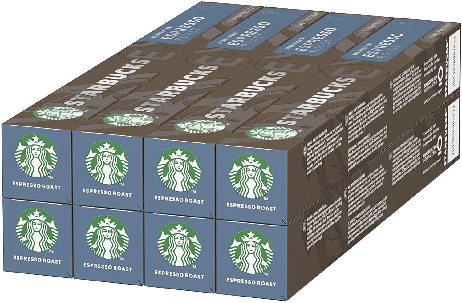 Starbucks Compatible por Nespresso Espresso Roast Dark Roast Coffee Pods (paquete de 8, total 80 cápsulas)