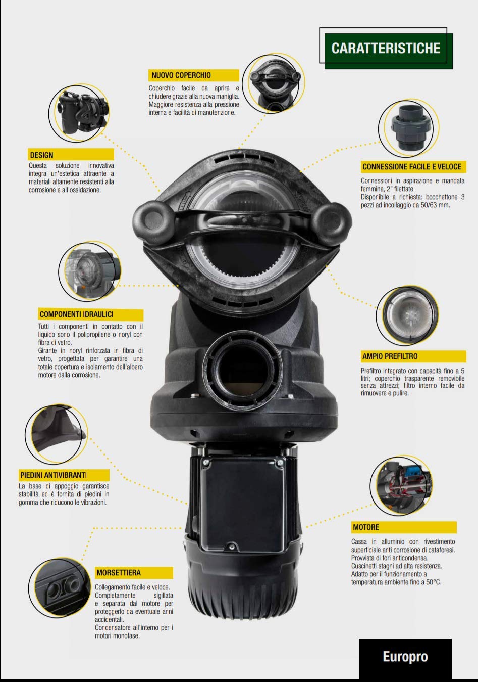DAB EUROPRO 300 T - IE3 Trifase 230/400 V - 3 HP - Elettropompa per piscine Trifase autoadescante silenziosa uso domestico residenziale allevamenti ittici agricoltura industria
