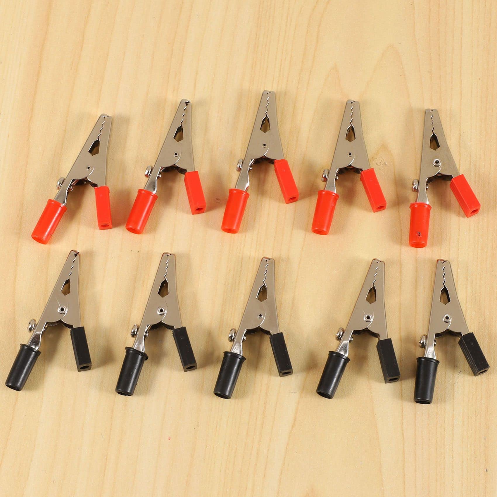 Lot de 10 pinces crocodiles en métal avec poignée en plastique de 50 mm