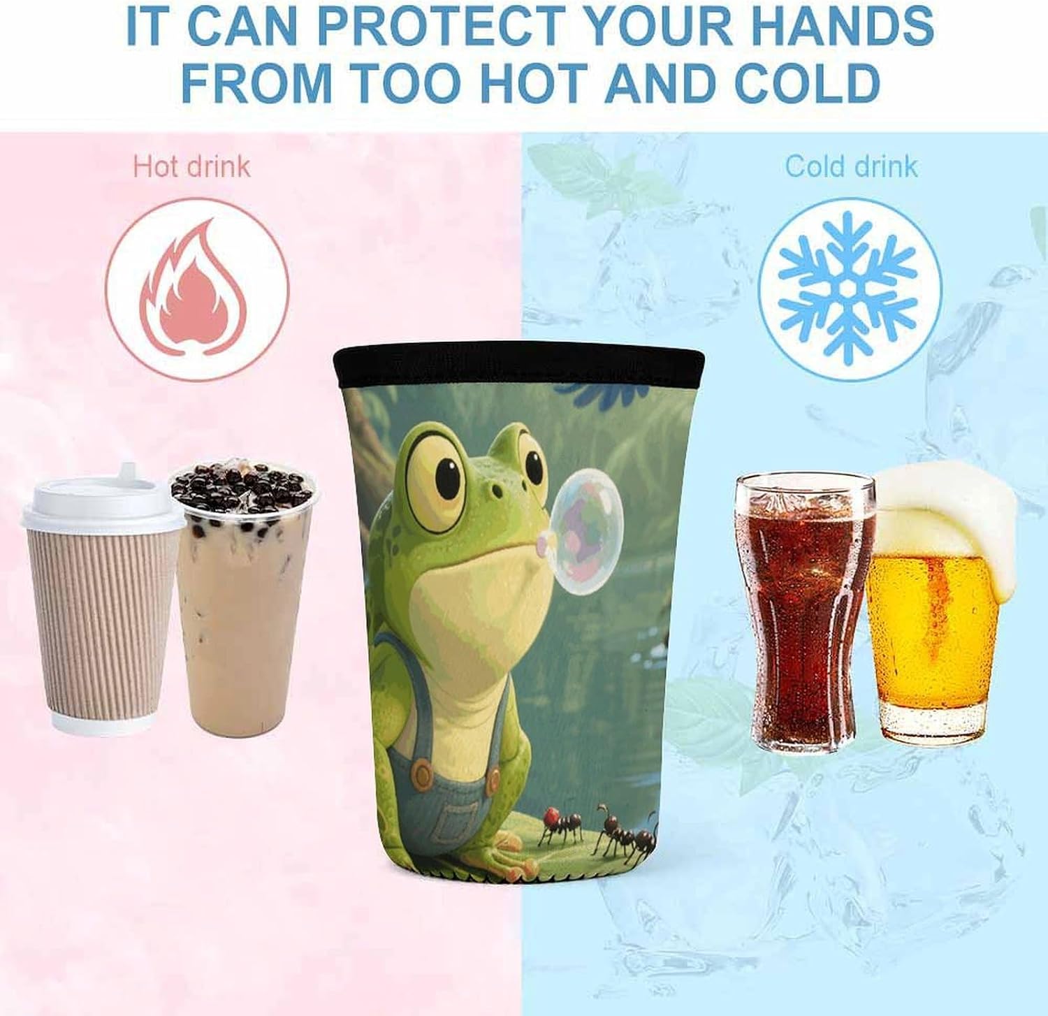 3 Pack Neoprene Cup Sleeves, Stretchy Reusable Drink Cup Cover Universal