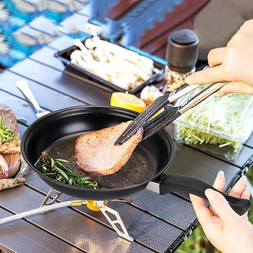 Miniatura 6 de Juego de utensilios de cocina antiadherentes, juego de 13 piezas portátiles y ligeras de hierro fundido ollas y sartenes con tapas de vidrio y