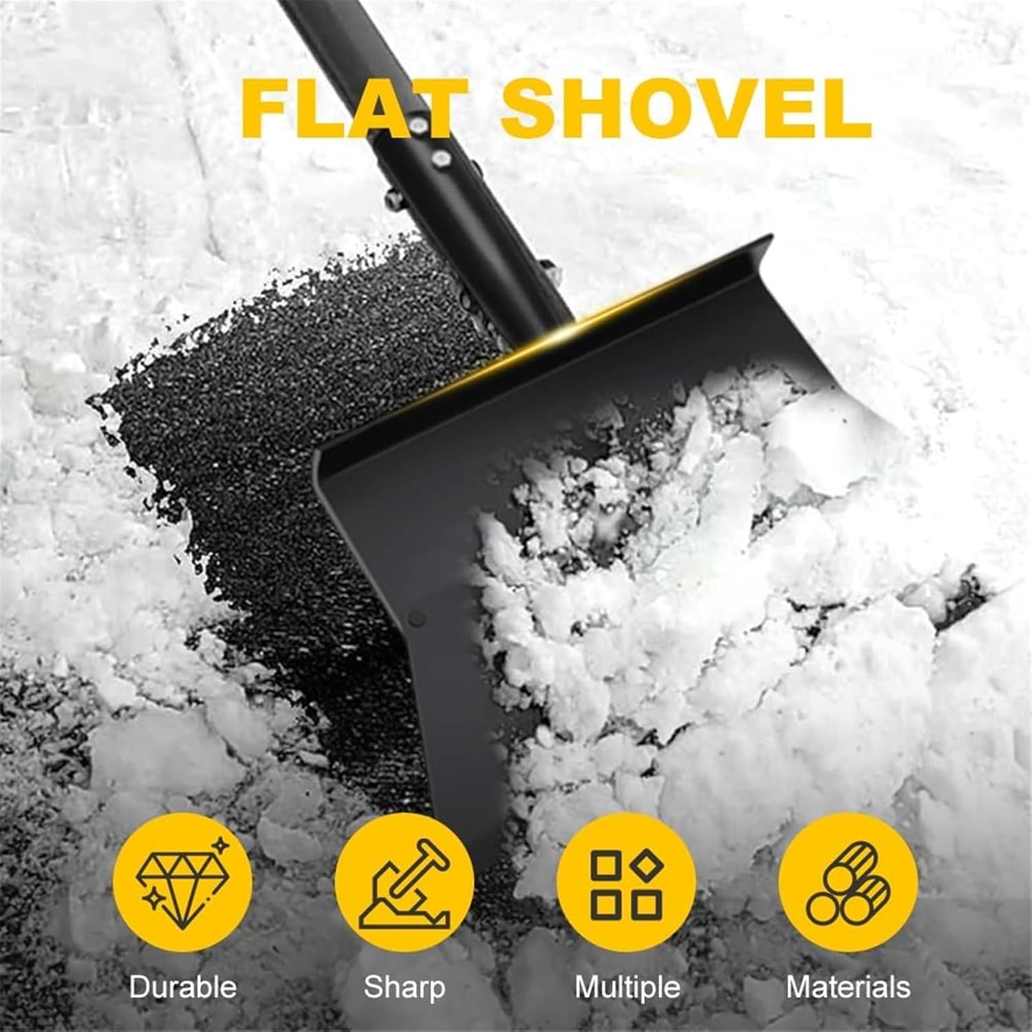 Snow Shovel with Adjustable Stainless Steel Handle, Manganese Material, Ergonomic gripes, Screwed Joint & Screw Locking for Removal Weed