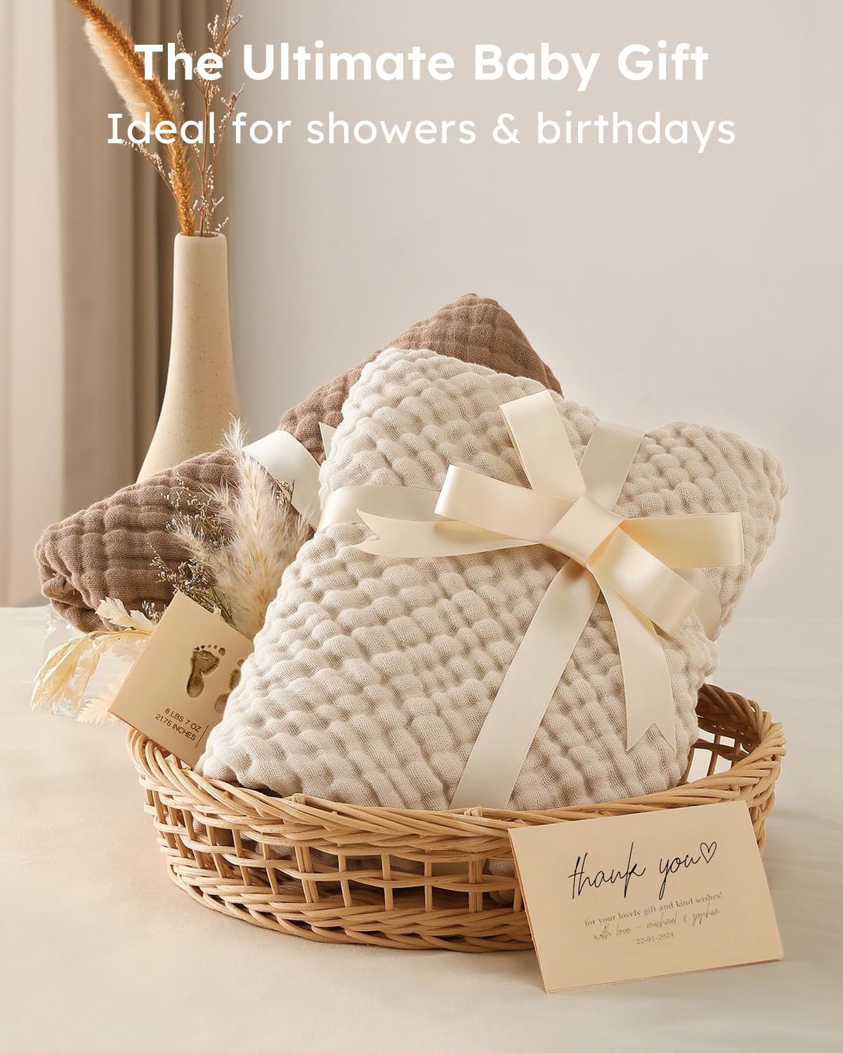 Yoofoss Hooded Baby Bath Towels 2 Pack 100% Muslin Organic Cotton with Hood image 5