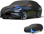 Waterproof All-Weather Universal Car Cover with Right Side Zipper, 210D-PU Black Blue Fits for Sedan 177" to 185" Length