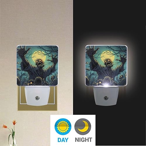 Miniatura 5 de Luz nocturna de zombis de Halloween, enchufable a la pared, decorativa, sensor automático del atardecer al amanecer, lámpara de noche LED, paquete