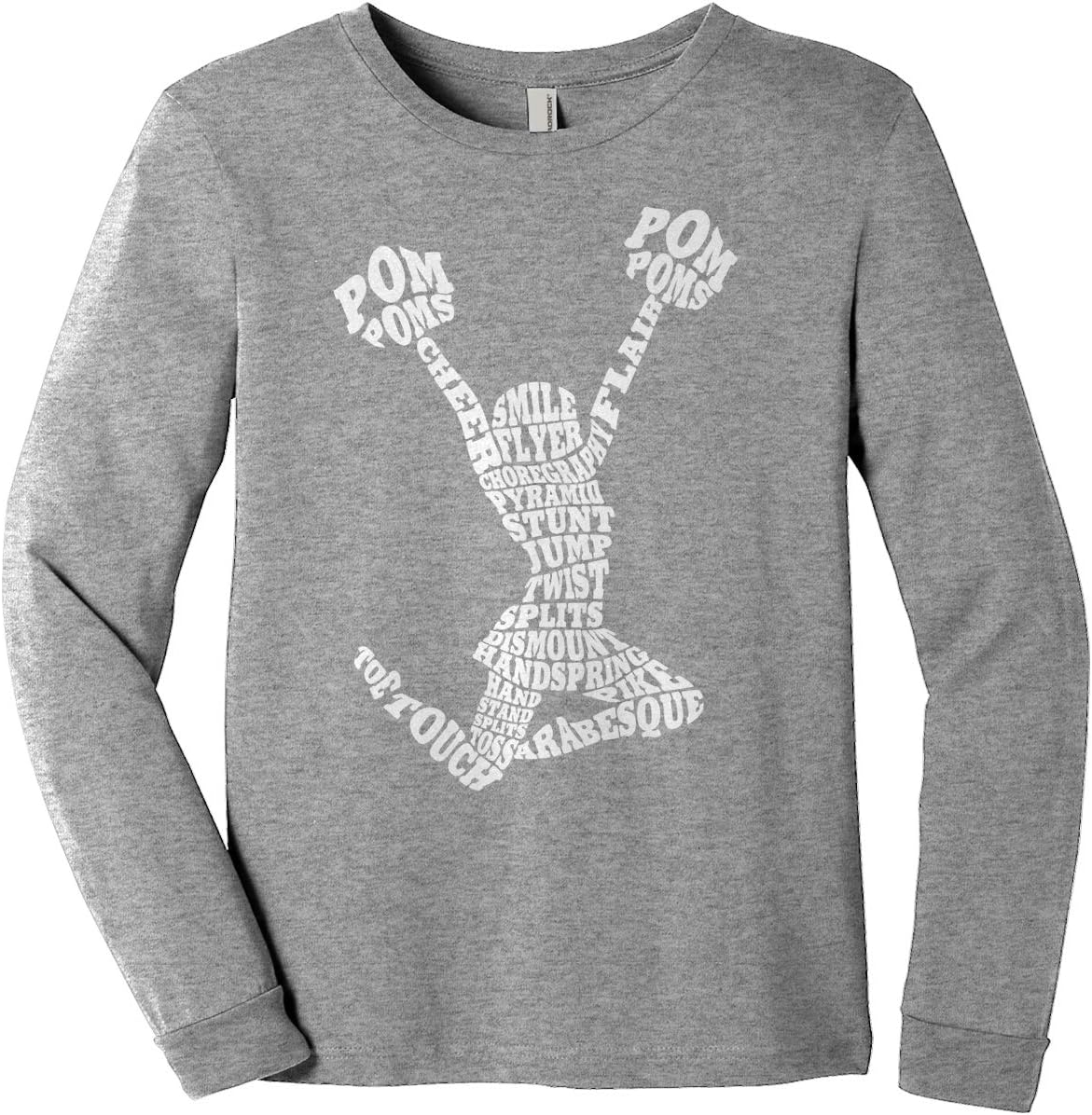 Threadrock Big Girls' Cheerleader Cheer Typography Youth Long Sleeve T-Shirt