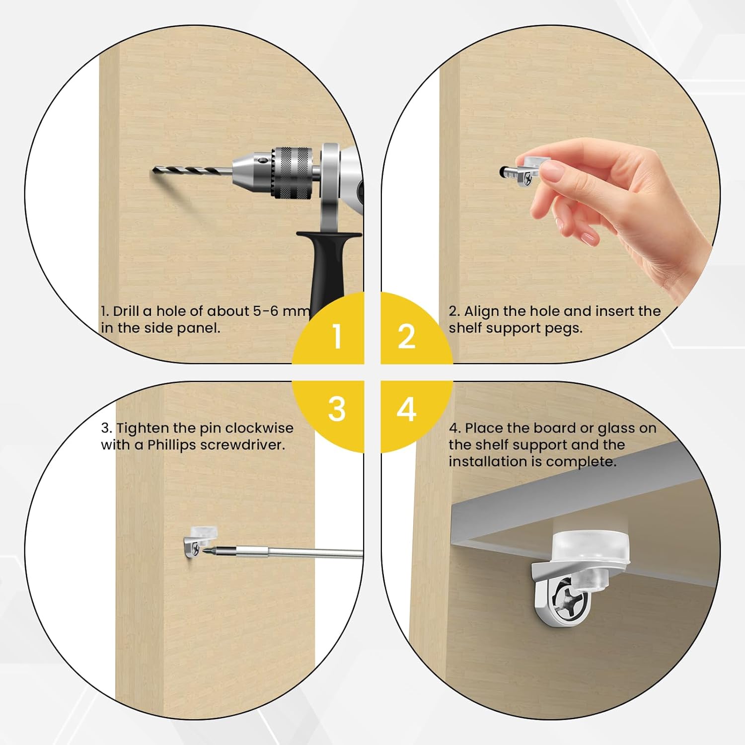 5mm Shelf Support Peg with Suction Cup, Heavy Duty Shelves Support Holders, 20pcs 1/5 Inch Shelf Pins Metal Adjustable Shelf Pegs for Kitchen Bookshelf Wardrobe Shelves Cupboard