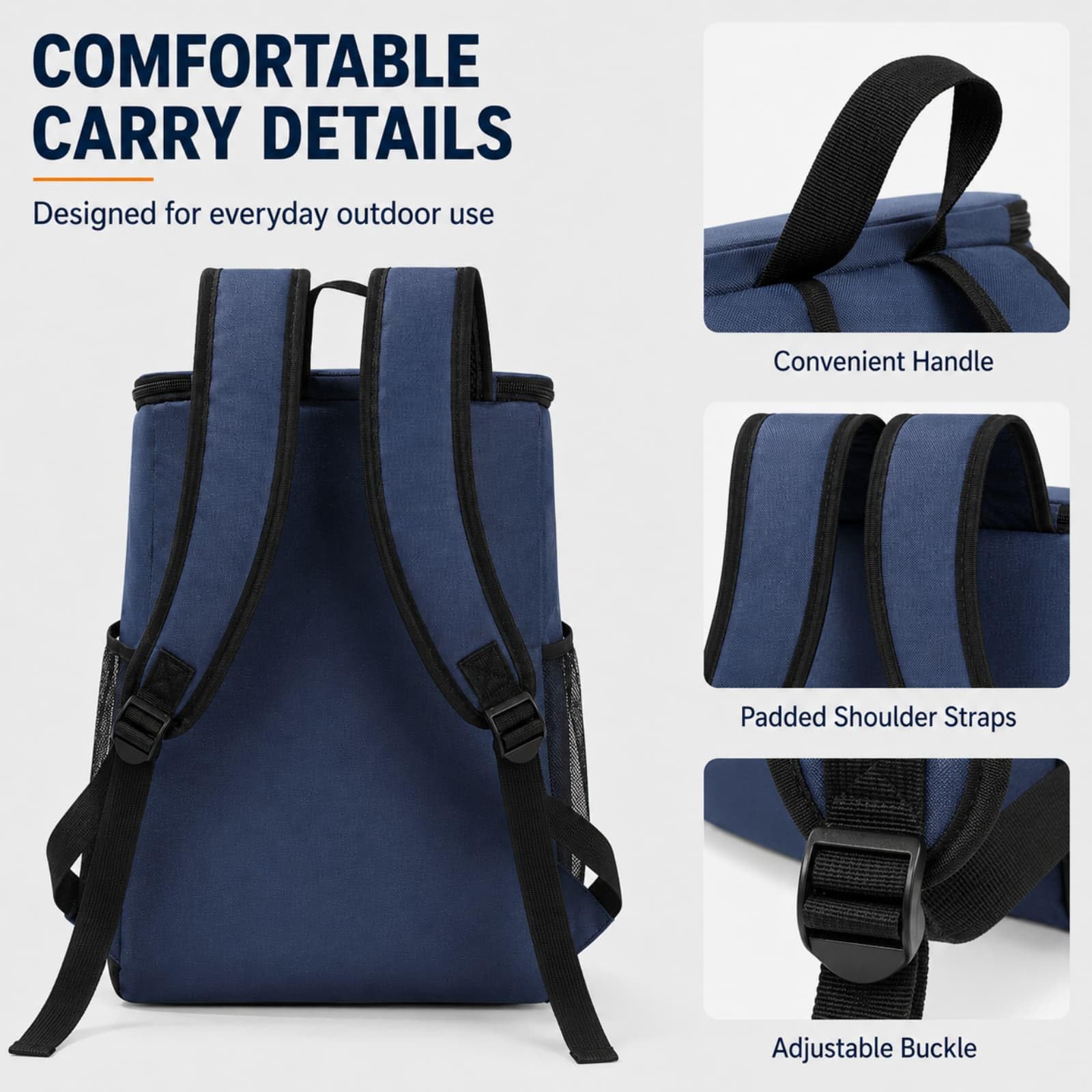 Surwin Zaino Frigo Termico,Zaino Termica Porta Pranzo Borsa Frigo Impermeabile Portatile Grande Capacità 20L Borsa da Picnic Resistente Leggero per Uomo Donna, Campeggio (Nero,40x28x18cm)