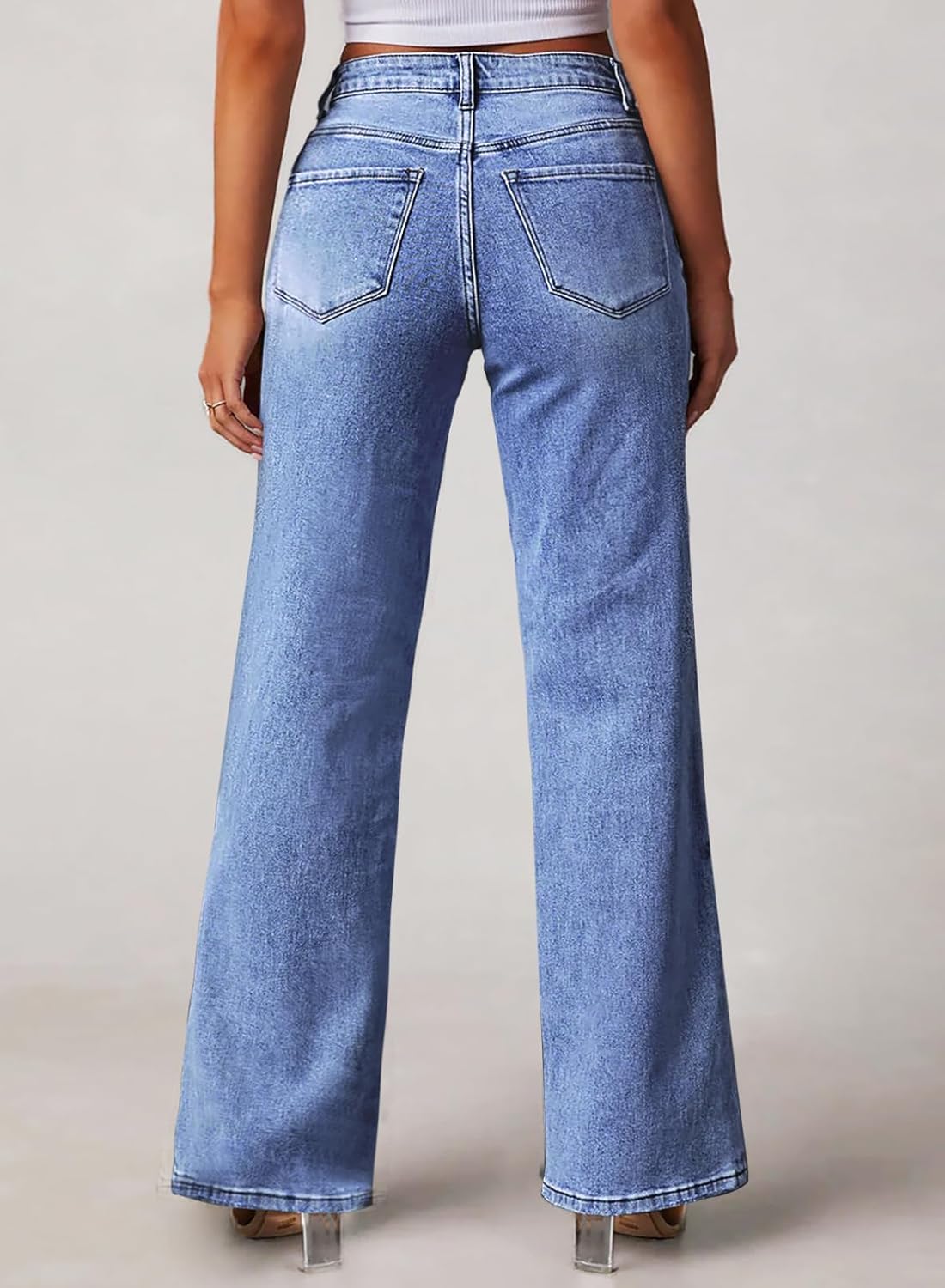 Pink Queen Wide Leg Jeans for Women 2025 High Waisted Casual Loose Fit Denim Pants Trendy Seamed Long Trousers with Pockets - Image 2