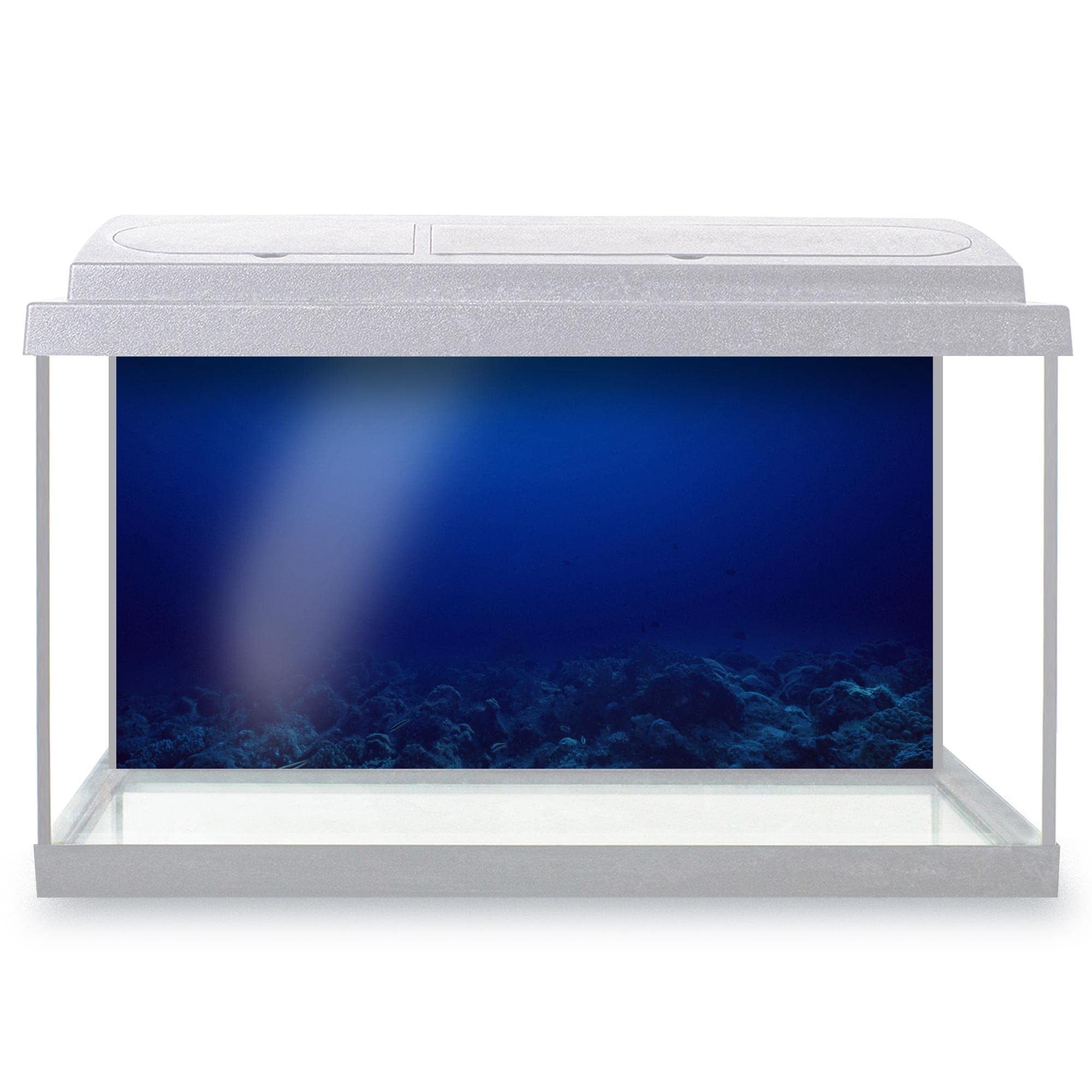DV DESIGN Aquarium Fish Tank Background 62x32 cm - Bottom Sea Underwater World Blue Texture Ocean Marine Static Cling Vinyl Vivarium Terrarium External Application #500071