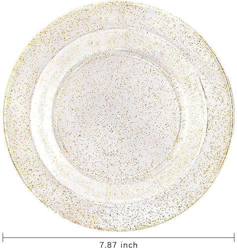 Liacere B083FDXMBF 60Pieces Gold Plastic Bowls-Disposable Gold Glitter Dessert Bowls-12Oz Premium Plastic Soup Bowls thumb #1
