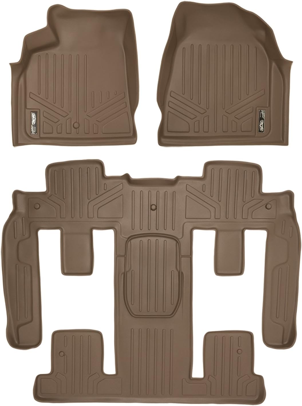 SMARTLINER 2 Row Tan Floor Mat Set Compatible with 20092017 Chevy