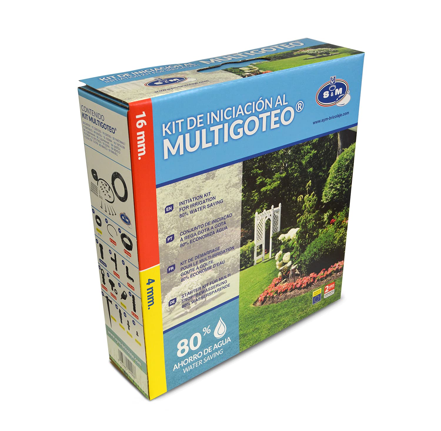 S&M 544286 Kit de Iniciación al Riego por Goteo para terrazas, huertos y macetas,​Negro