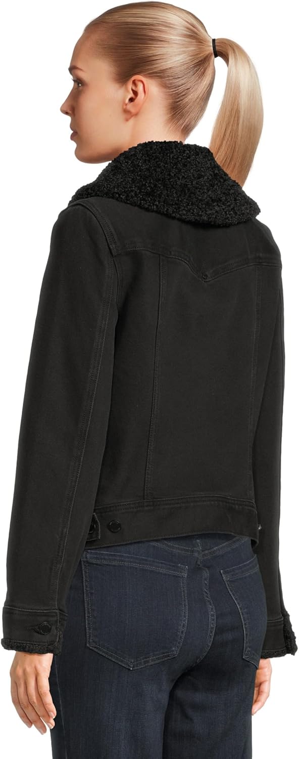 Liverpool womens Sherpa Collar Stretch Denim Trucker Jacket - Image 3
