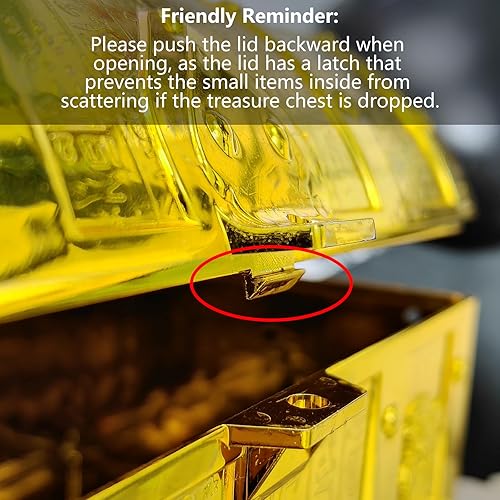 Miniatura 6 de Cofre del tesoro egipcio para niños, caja de tesoro pirata decorativa dorada con cerradura y llave para premios infantiles, fiesta temática,
