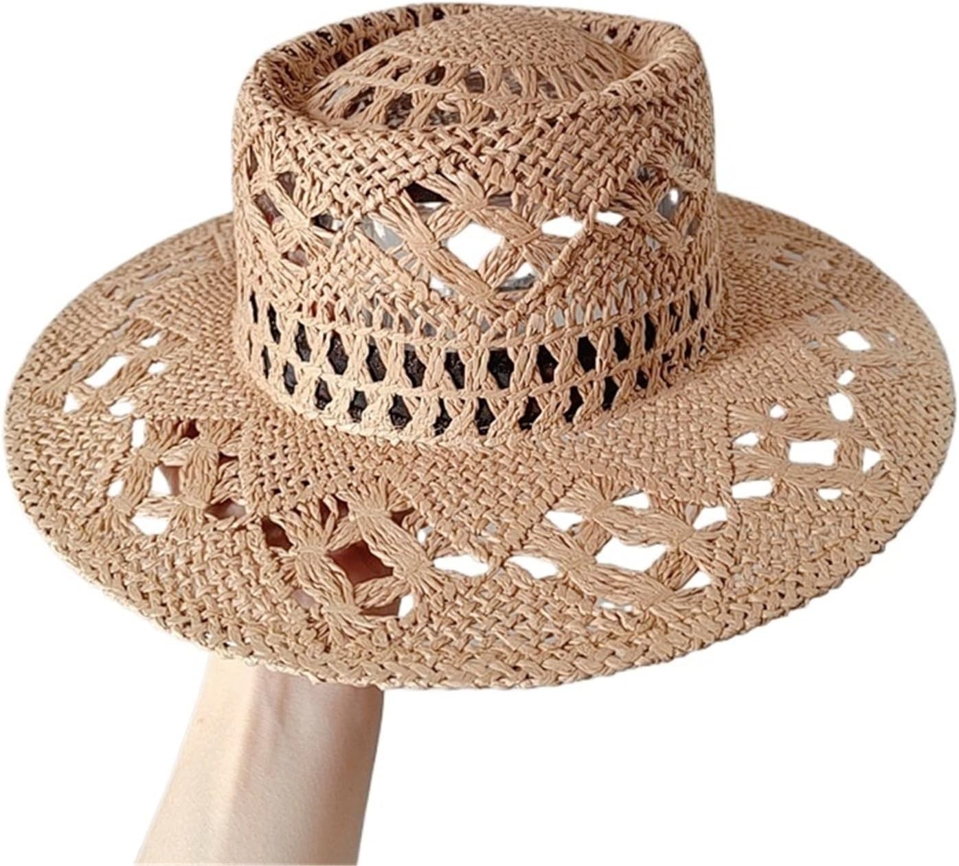 Hollow Flat Straw Hat Wide Brim Hats Fishing Hat Climbing Cap