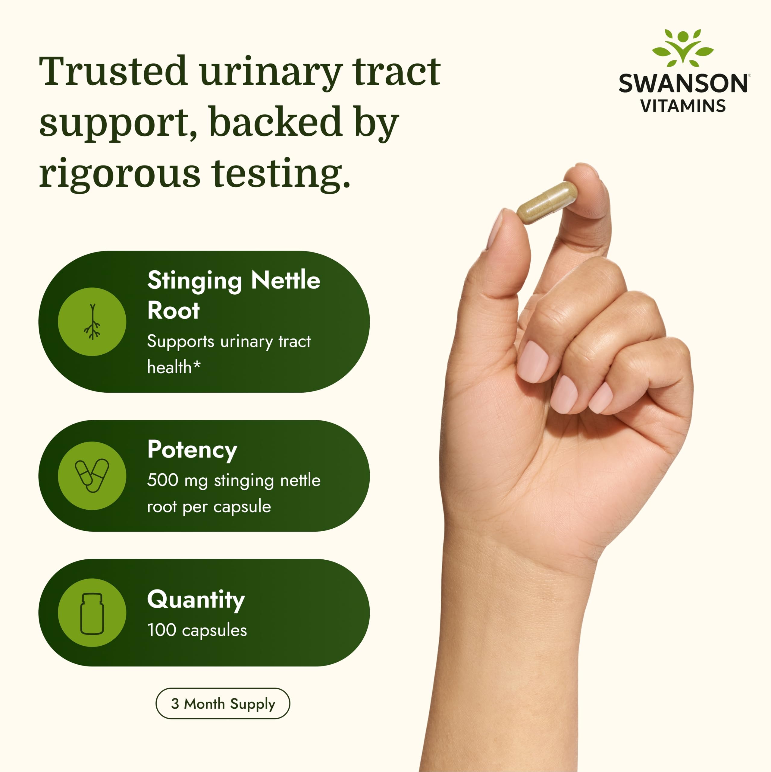 Swanson Stinging Nettle Root (Urtica Dioica), 500 mg, 100 Caps — Amazon image 3