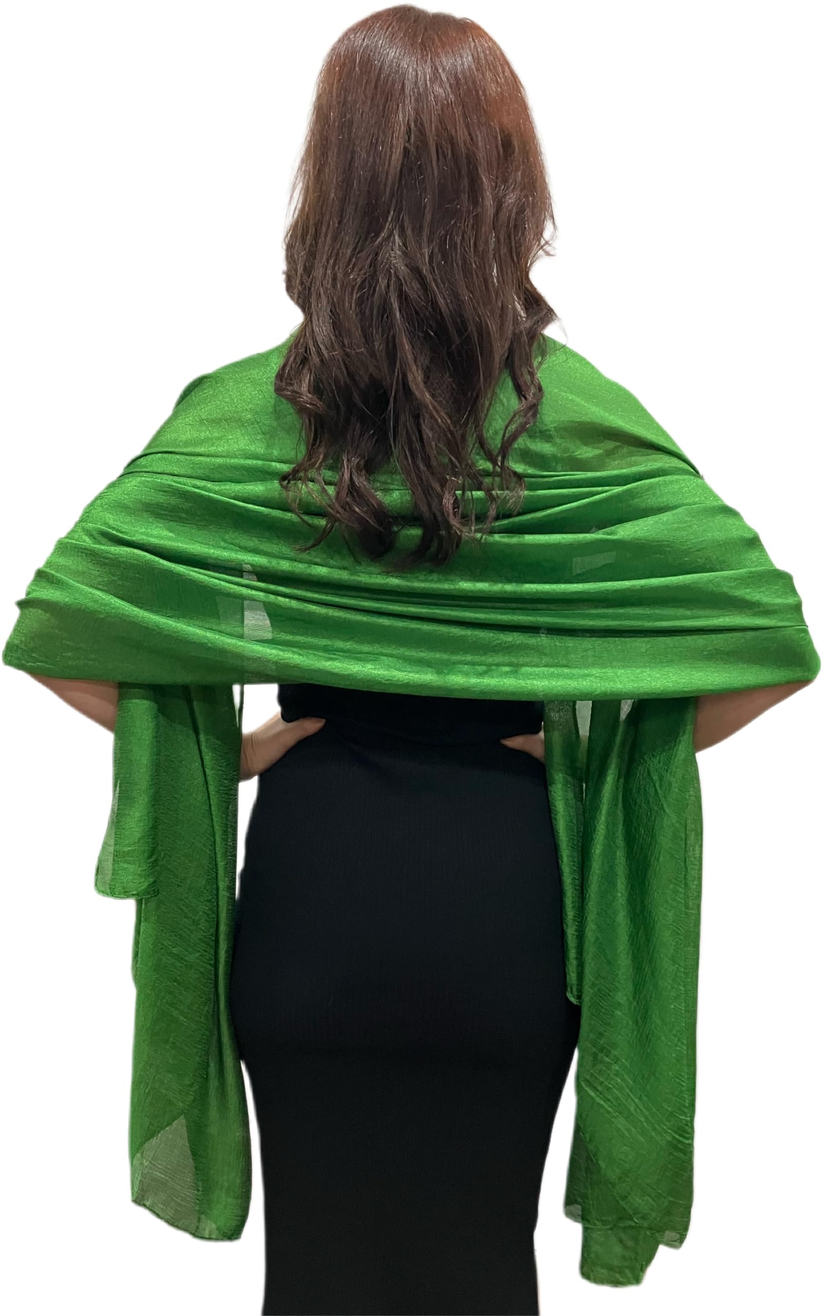 Central Chic Large Silky Shimmery Pashmina Shawl Stole Wrap Scarf Weddings Party Scarf For Weddings Bridesmaids Parties (Green)