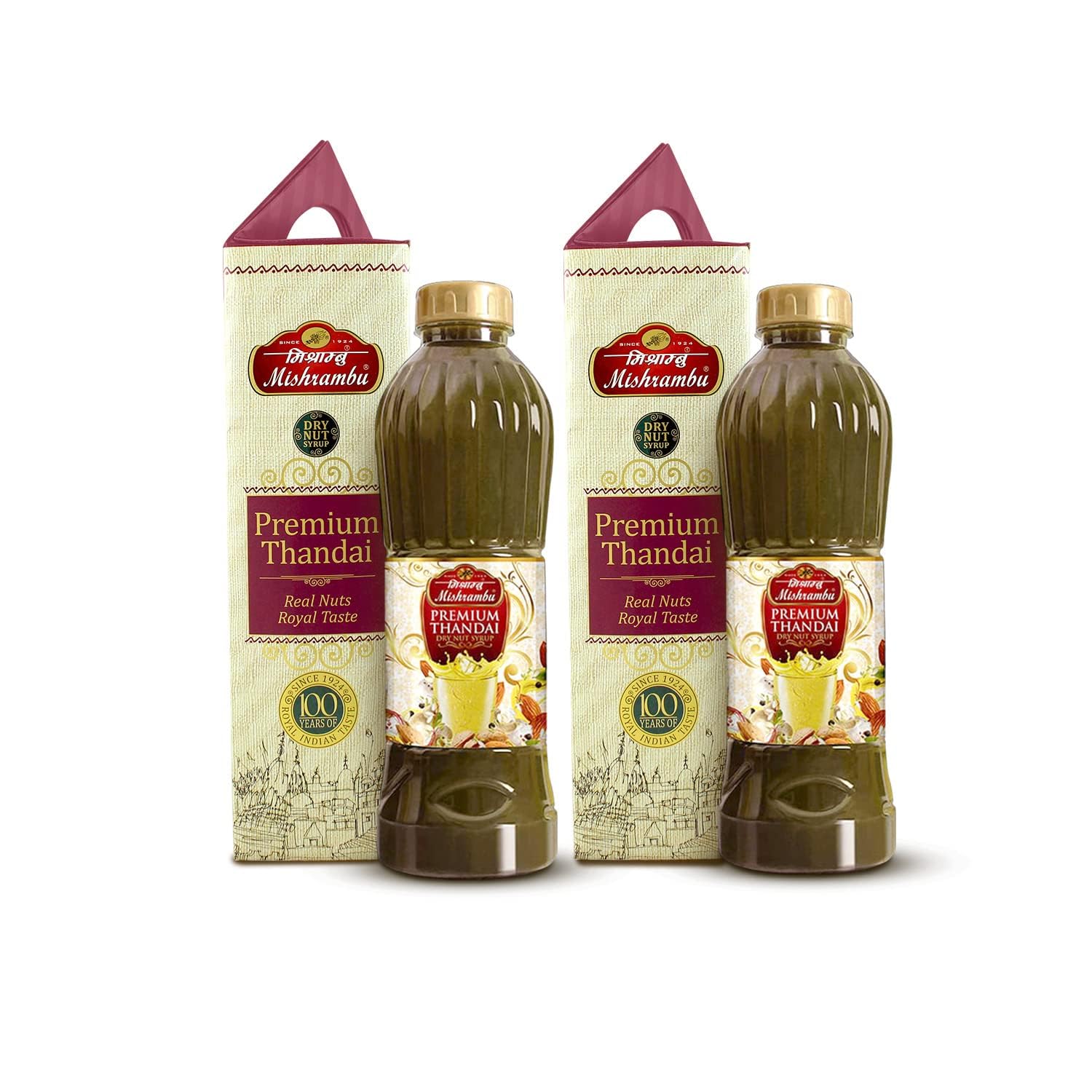 Mishrambu Premium Thandai (Pack of 2) | Dry Nut Syrup | Thandai Syrup | Summer Drink Mix | 1500 ml (750ml each) (B09D3LZK4J) Amazon Price History, Amazon Price Tracker