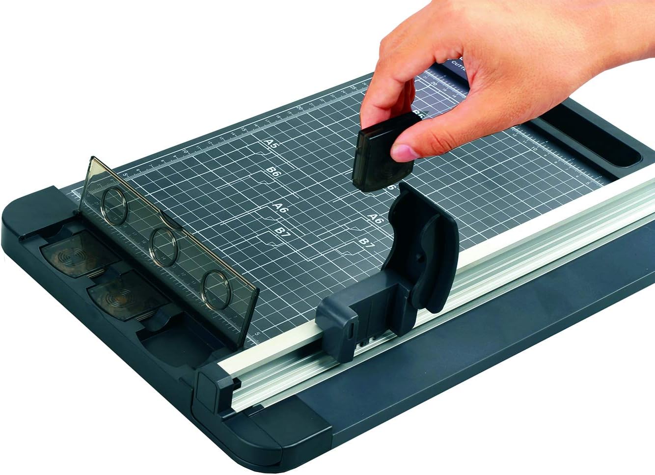 Jielisi 18 Inch Professional Rotary Paper Trimmer, A3 Size 3-Ways Paper Cutter with Sliding Rotary Blade, 8 Sheet Capacity, Black