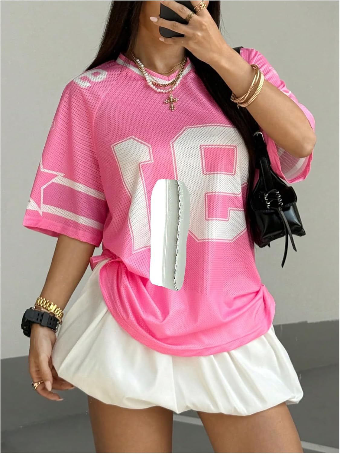 SHENHE Women's Graphic Football Jersey Top V Neck Short Sleeve Loose T Shirt Streetwear - Image 3