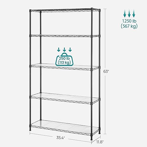 Miniatura 30 de SONGMICS Estantes de almacenamiento de 6 niveles, estantería de alambre, estantes de metal de cocina, estante de almacenamiento con estantes