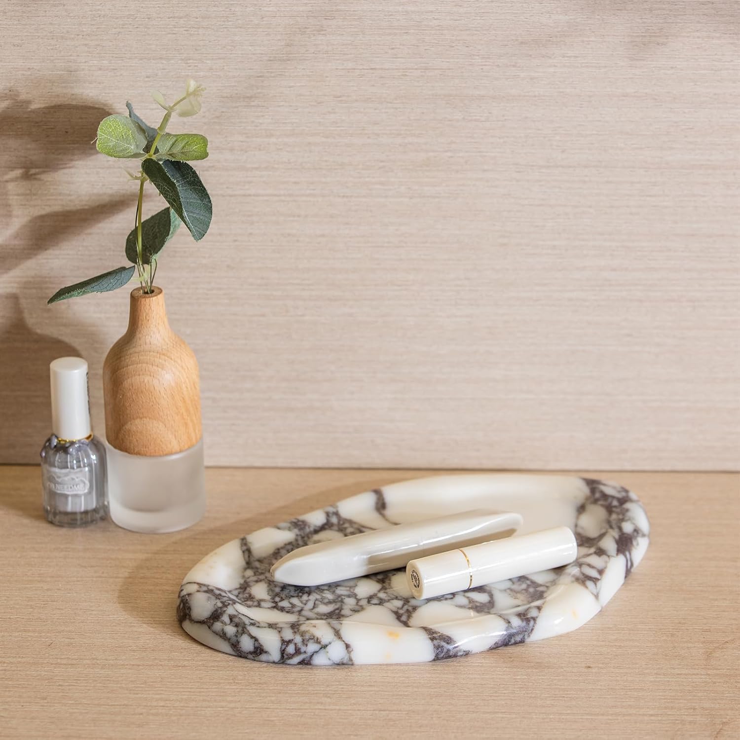 Calacatta Viola Marble Decorative Tray – Vanity & Bathroom Tray for Perfume, Candles, Jewelry, Keys – Minimalist Jewelry Tray