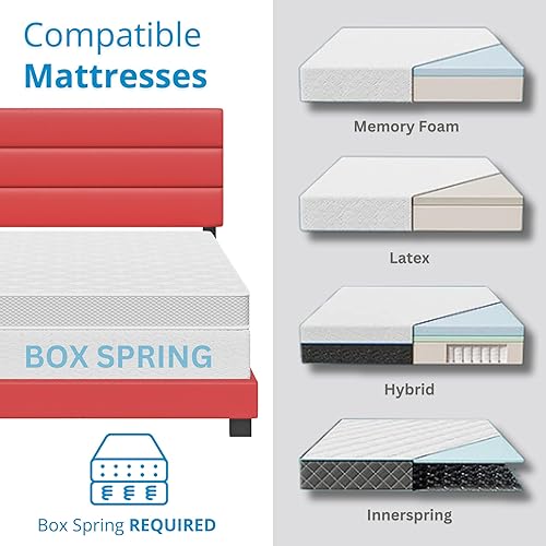 Miniatura 61 de Boyd Sleep Milan - Marco de cama de lino negro con plataforma totalmente tapizada con cabecero ajustable, base o somier calificado para su uso Negro