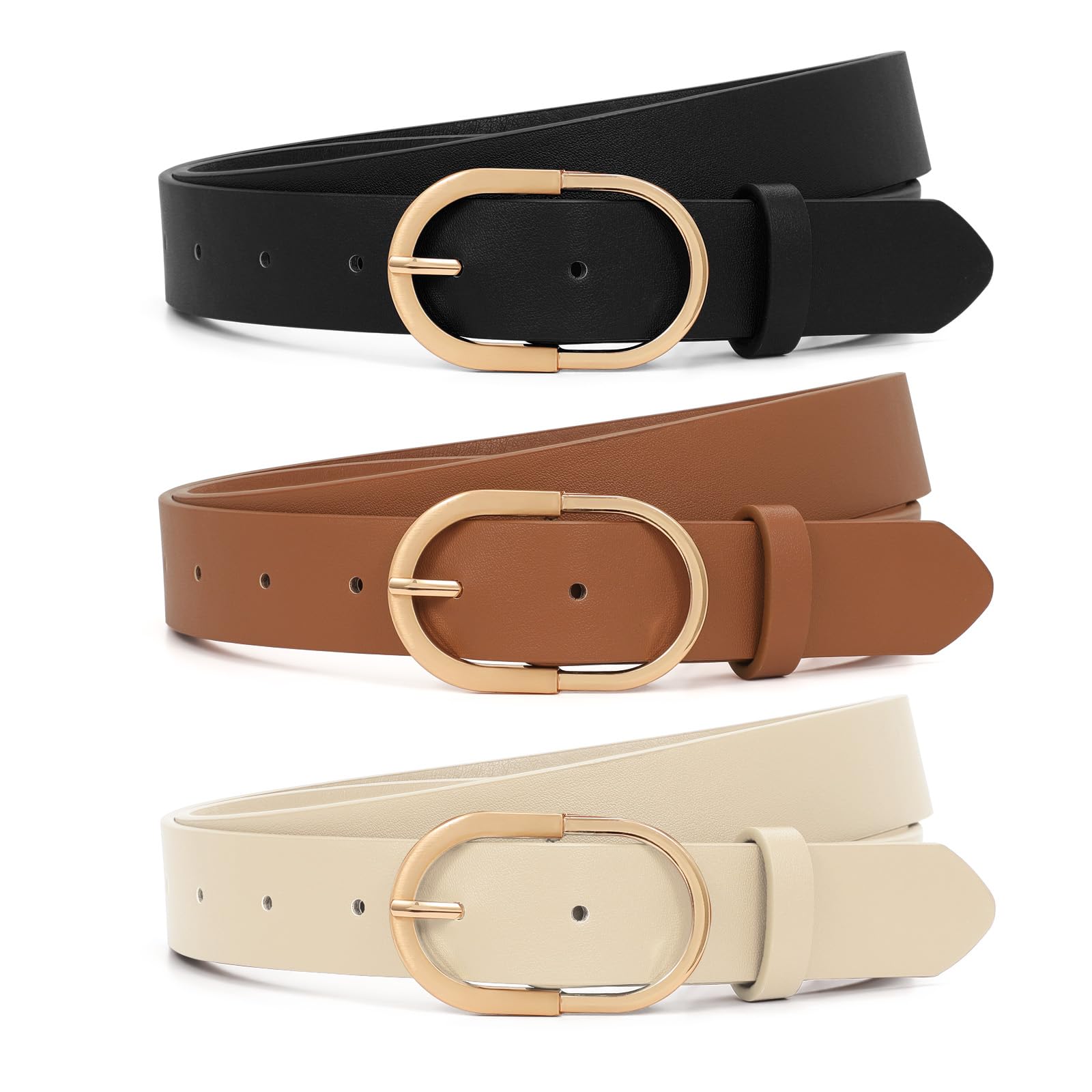 小物 RADIANT wmat fakelether belt XZQTIVE 3 Pack Women's Leather Belt for Jeans Pants Ladies Fashion