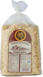 Amish Country Popcorn | 6 lb Bag | Baby White Popcorn Kernels | Small & Tender Popcorn | Old Fashioned, Non-GMO and Gluten Free (Baby White - 6 lb Bag)